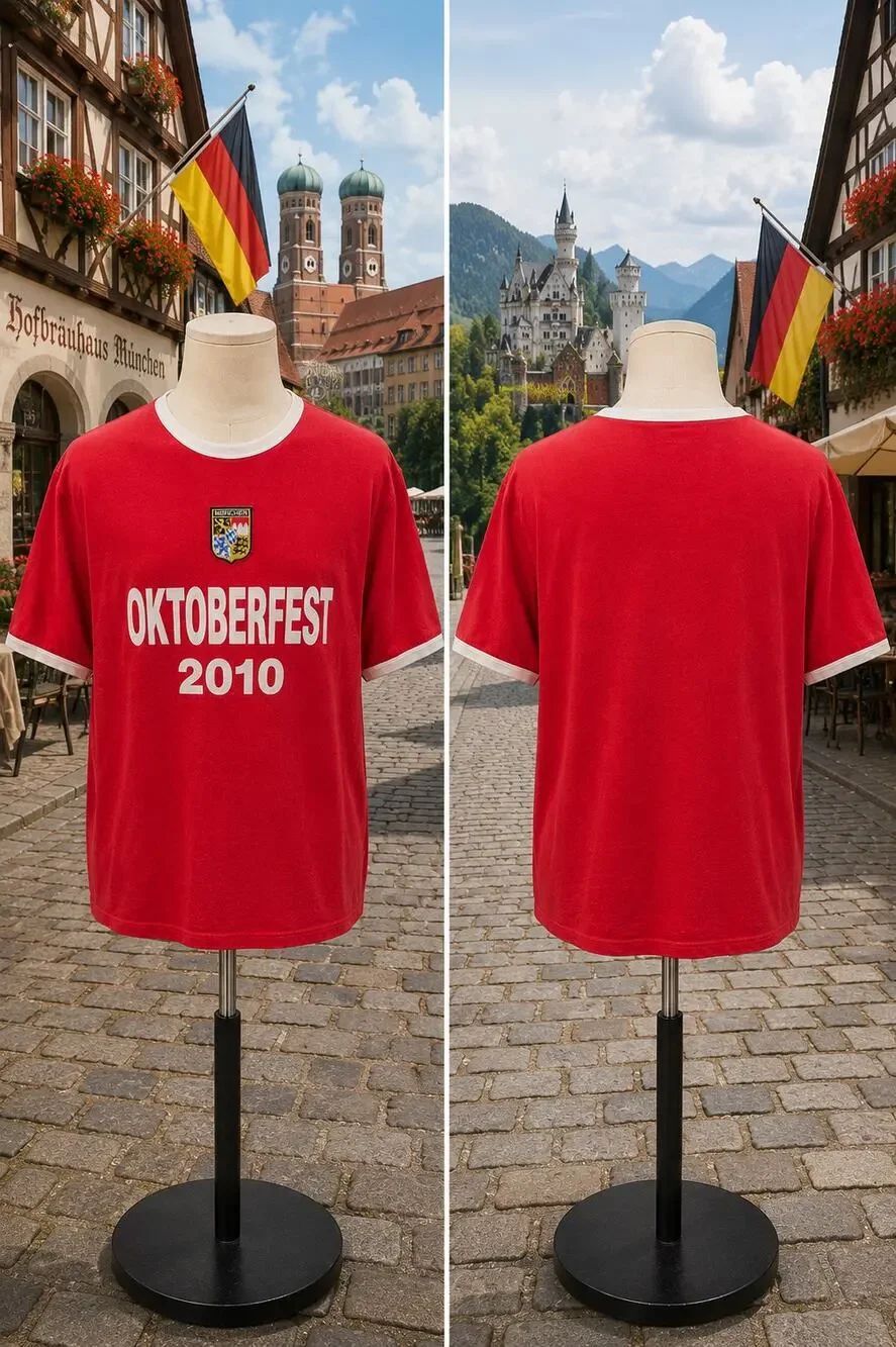 Oktoberfest 2010 Munich Germany Ringer Tee Red White Size Large